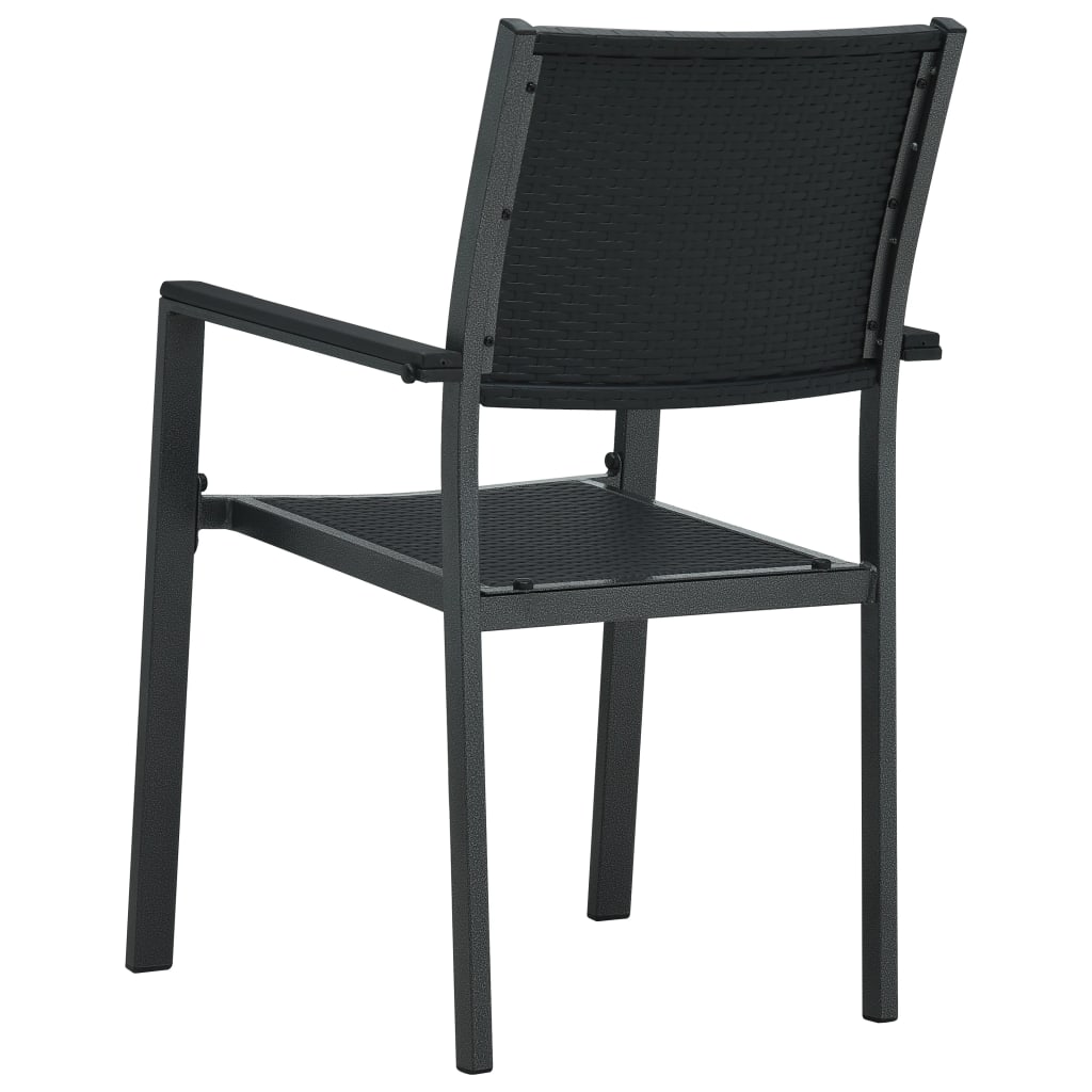 vidaXL Patio Chairs Dining Chair for Deck Porch Black Plastic Rattan Look-12