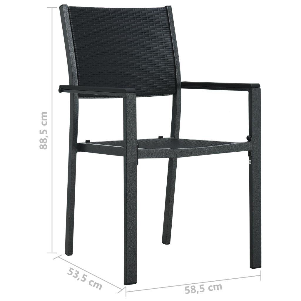 vidaXL Patio Chairs Dining Chair for Deck Porch Black Plastic Rattan Look-4