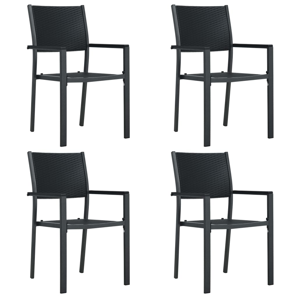 vidaXL Patio Chairs Dining Chair for Deck Porch Black Plastic Rattan Look-1