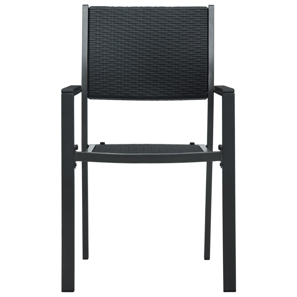 vidaXL Patio Chairs Dining Chair for Deck Porch Black Plastic Rattan Look-7