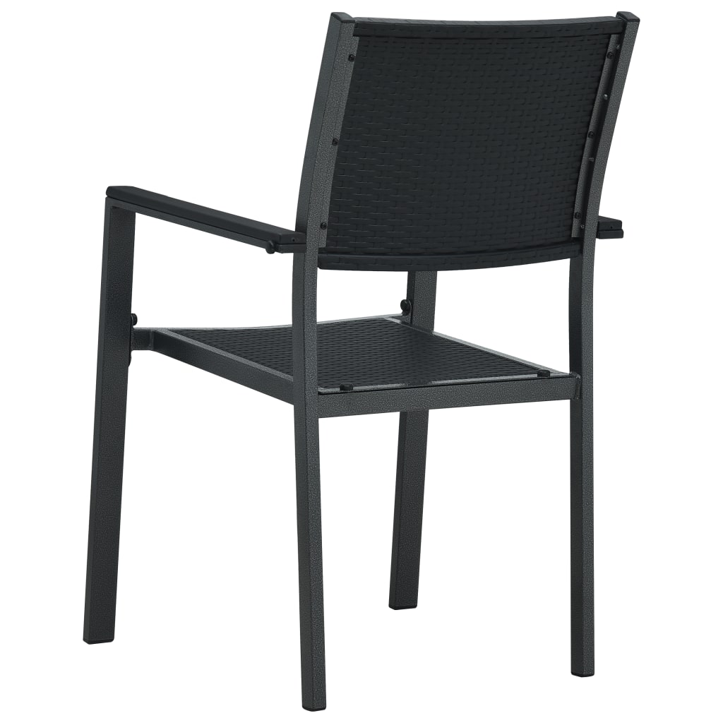 vidaXL Patio Chairs Dining Chair for Deck Porch Black Plastic Rattan Look-11