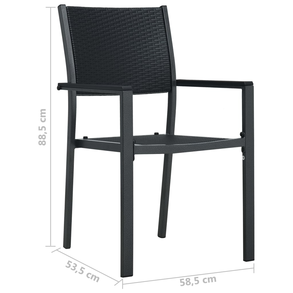 vidaXL Patio Chairs Dining Chair for Deck Porch Black Plastic Rattan Look-3