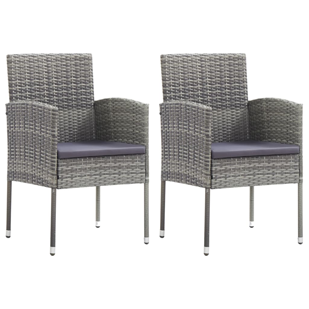 vidaXL Patio Chair 2 Pcs Patio Rattan Dining Chair with Cushions Poly Rattan-8