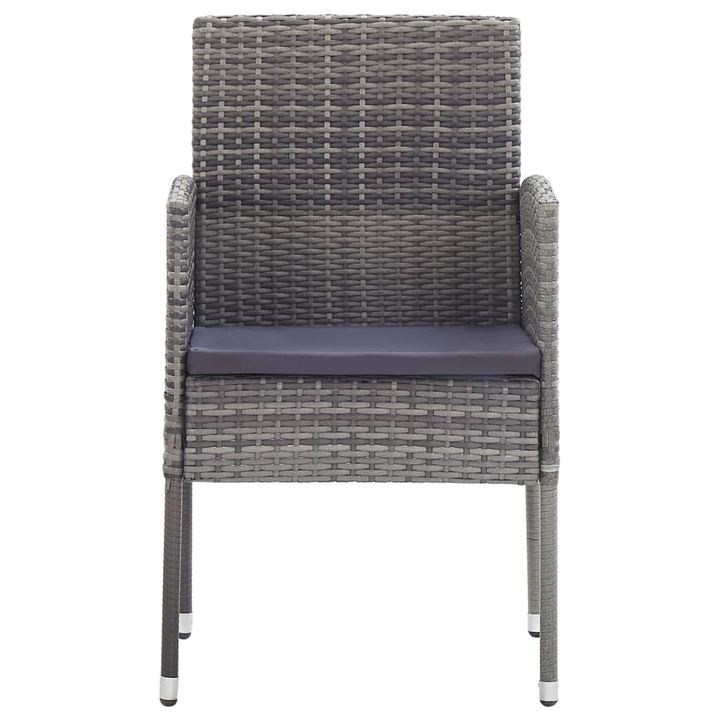 vidaXL Patio Chair 2 Pcs Patio Rattan Dining Chair with Cushions Poly Rattan-12