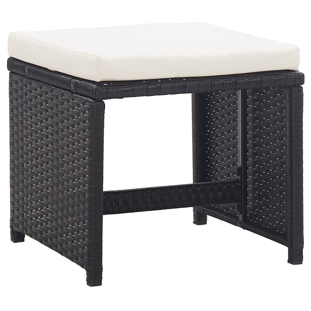 vidaXL Patio Furniture 2 Pcs Outdoor Patio Stool with Cushions Poly Rattan-10