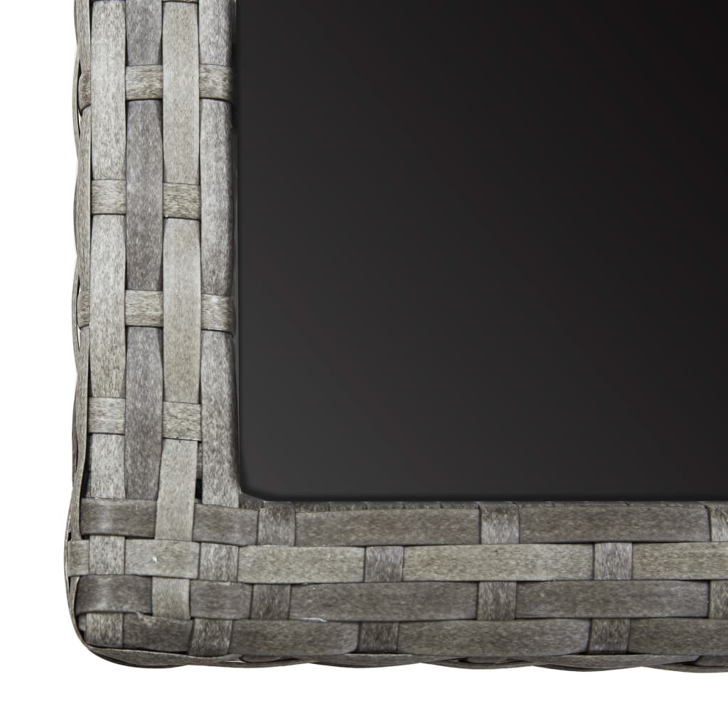 vidaXL Outdoor Dining Table Patio Garden Wicker Table with Glass Top PE Rattan-2