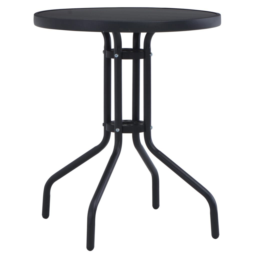 vidaXL Bistro Table Outdoor Side Table with Glass Top Garden Furniture Steel-4