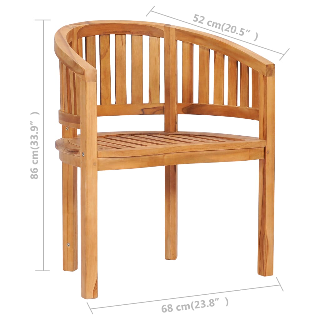 vidaXL Banana Chair Patio Dining Lounge Chair with Armrests Solid Wood Teak-12