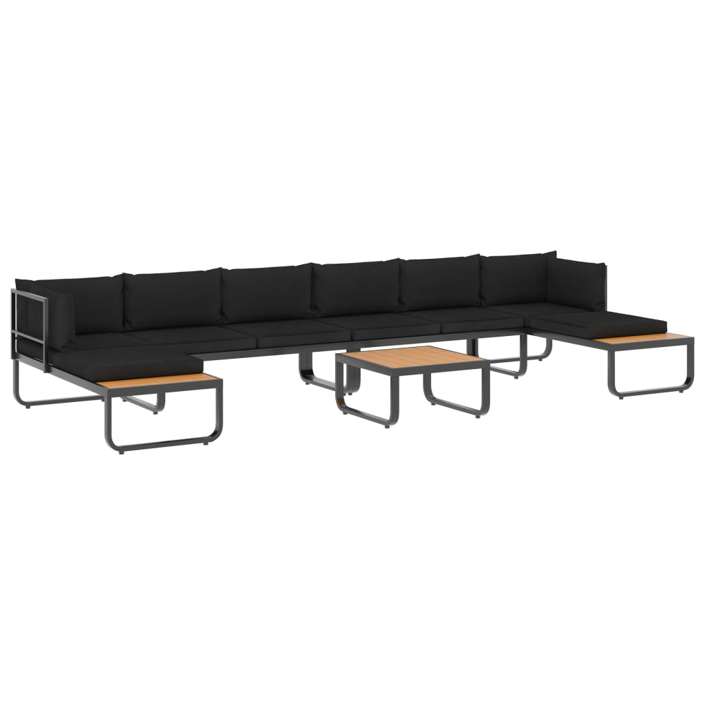 vidaXL 5 Piece Patio Corner Sofa Set with Cushions Aluminum and WPC-2