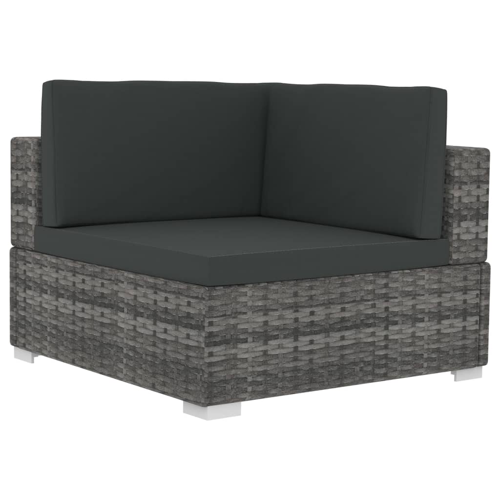 vidaXL 2 Piece Patio Sofa Set with Cushions Poly Rattan Gray-3