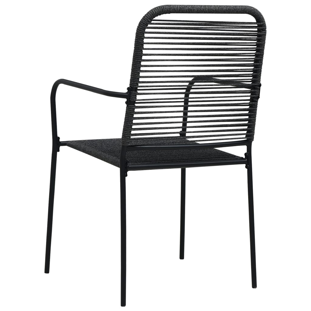 vidaXL Patio Chairs 2 pcs Cotton Rope and Steel Black-4
