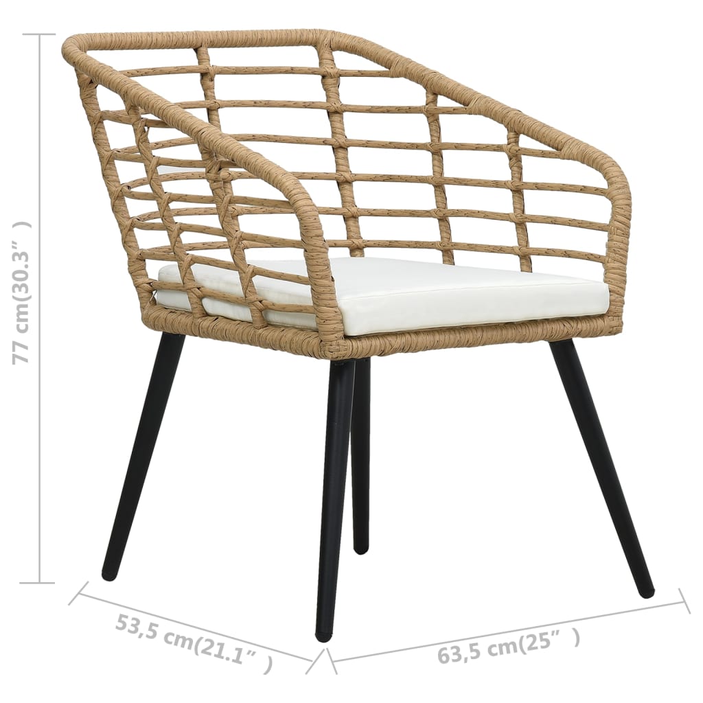 vidaXL Rattan Dining Chair 2 Pcs Patio Wicker Chair with Cushions Poly Rattan-10