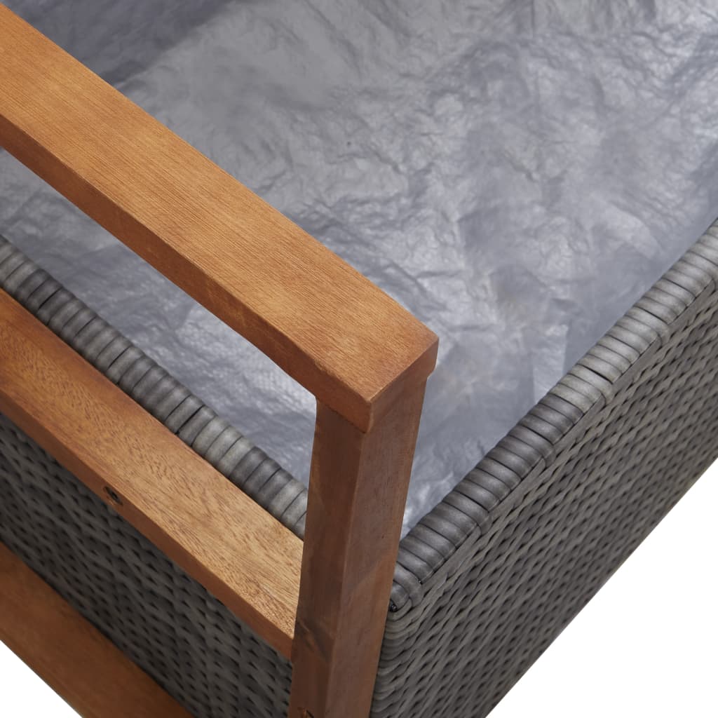vidaXL Storage Bench Outdoor Patio Bench Poly Rattan and Solid Wood Acacia-5