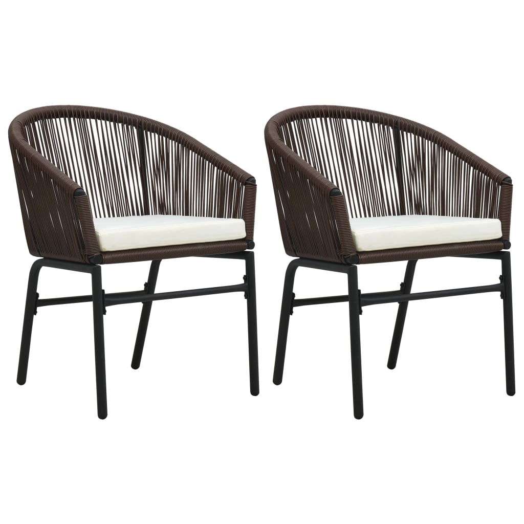 vidaXL Patio Chairs 2 Pcs Wicker Patio Dining Chair with Cushion PE Rattan-17