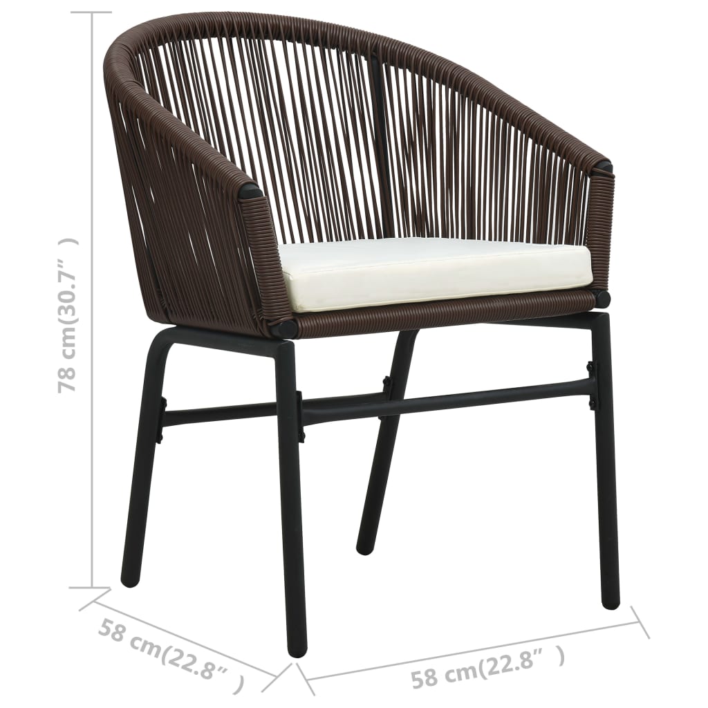 vidaXL Patio Chairs 2 Pcs Wicker Patio Dining Chair with Cushion PE Rattan-11