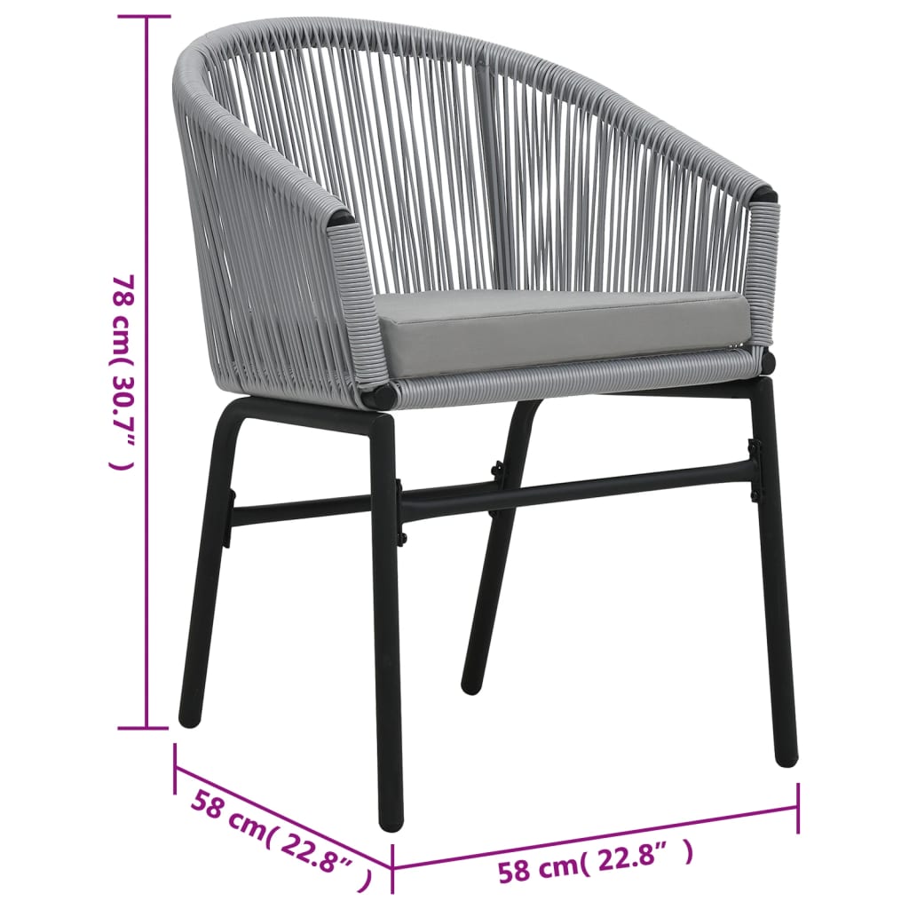 vidaXL Patio Chairs 2 Pcs Wicker Patio Dining Chair with Cushion PE Rattan-6