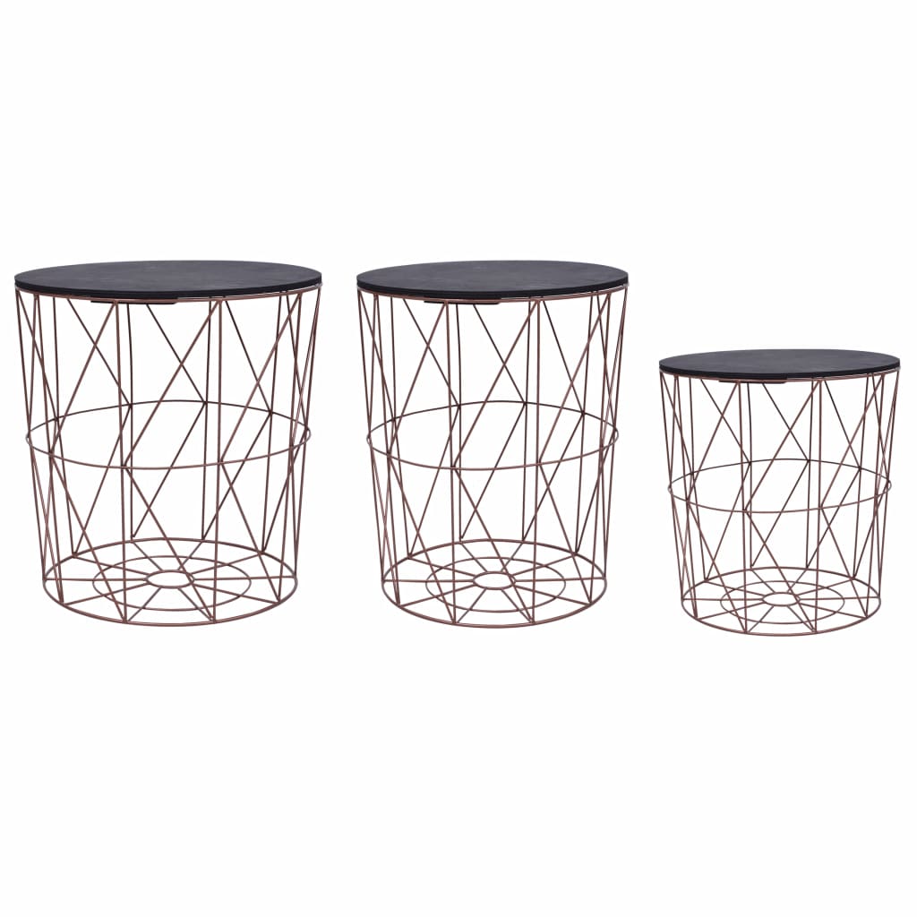 vidaXL Coffee Table 3 pcs Round End Table Sofa Table Living Room Furniture-2