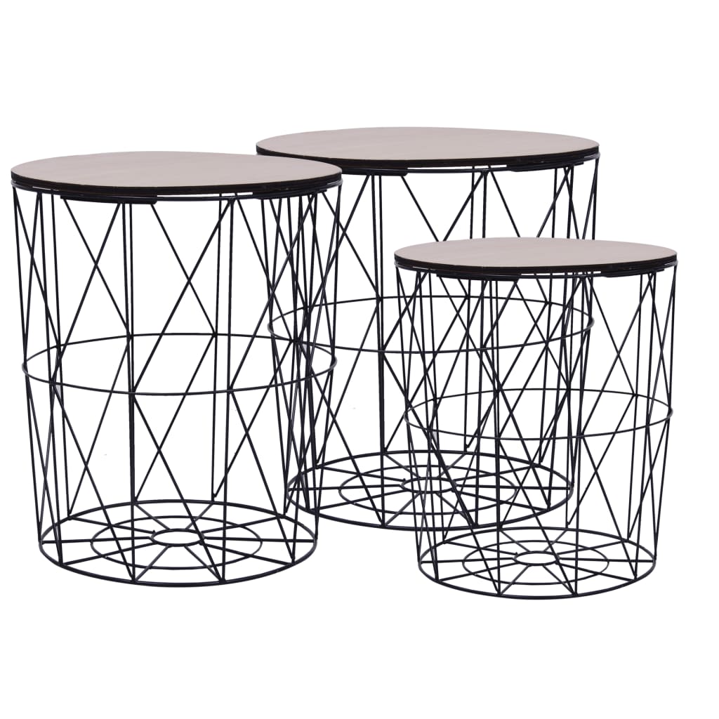 vidaXL Coffee Table 3 pcs Round End Table Sofa Table Living Room Furniture-18