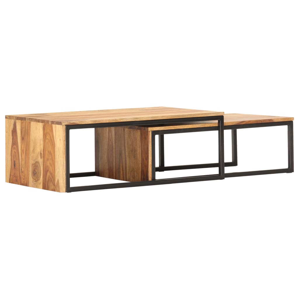 vidaXL Nesting Tables 2 pcs Solid Sheesham Wood-1
