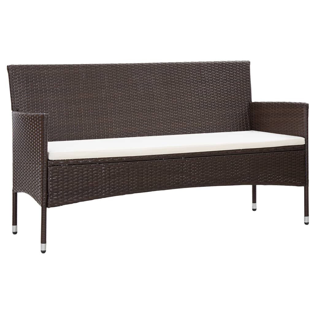 vidaXL 3 Seater Sofa Patio Outdoor Porch Wicker Couch with Cushions PE Rattan-0