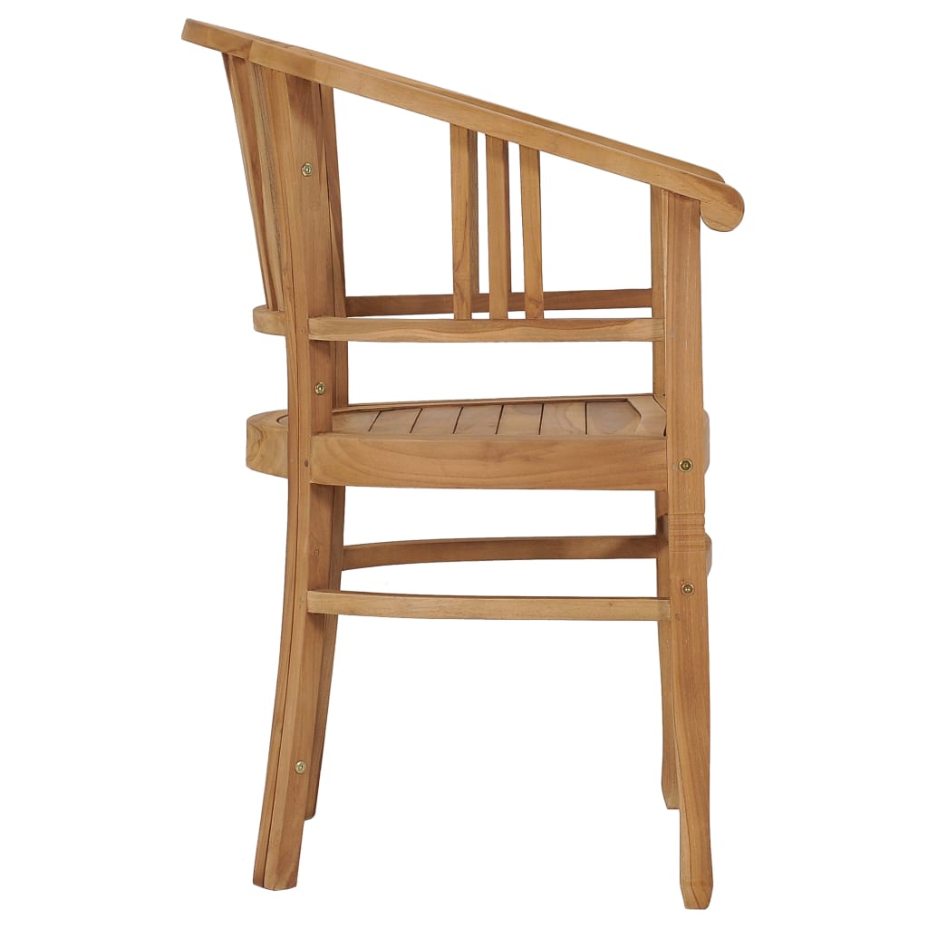 vidaXL Patio Chairs 2 Pcs Patio Dining Chair with Cushions Solid Wood Teak-3