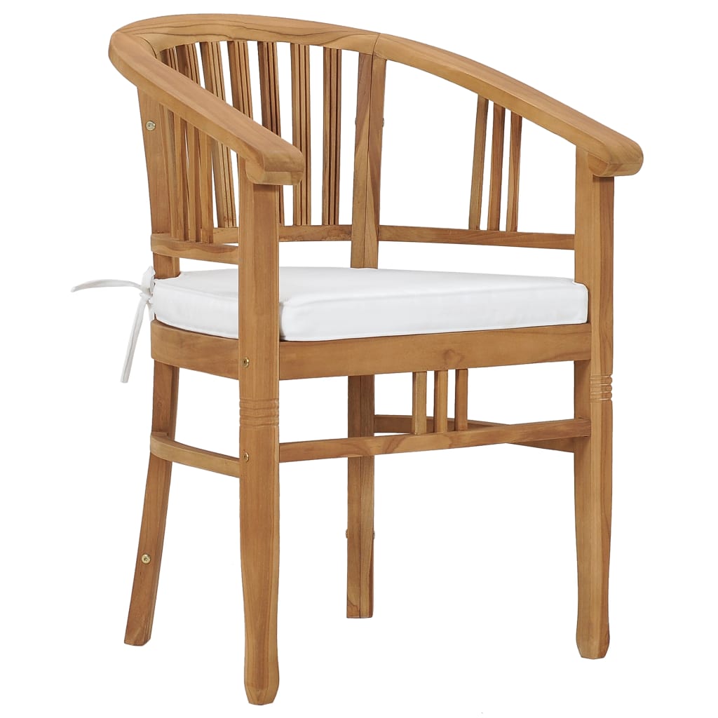 vidaXL Patio Chairs 2 Pcs Patio Dining Chair with Cushions Solid Wood Teak-2