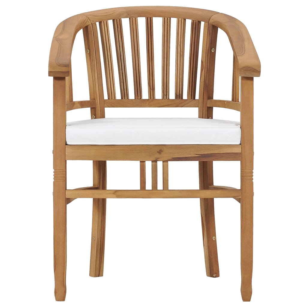 vidaXL Patio Chairs 2 Pcs Patio Dining Chair with Cushions Solid Wood Teak-4