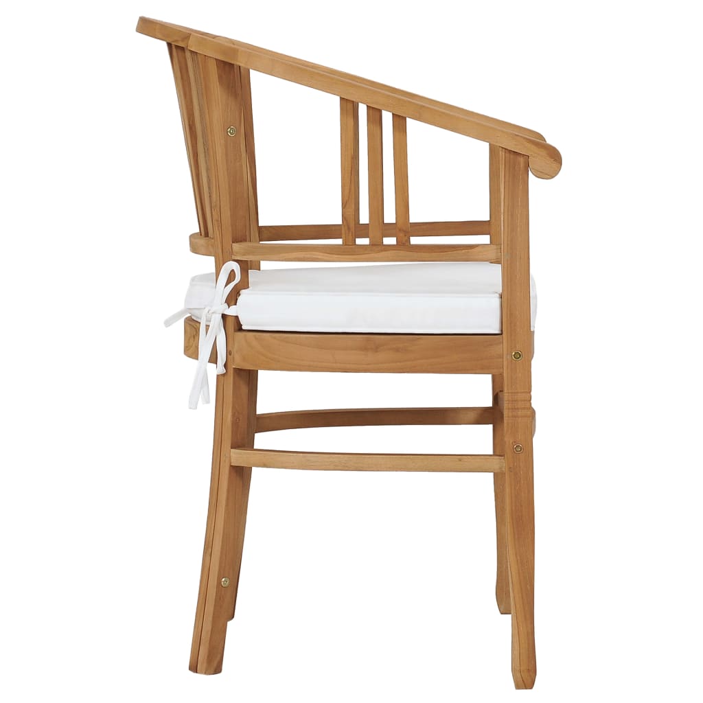 vidaXL Patio Chairs 2 Pcs Patio Dining Chair with Cushions Solid Wood Teak-12