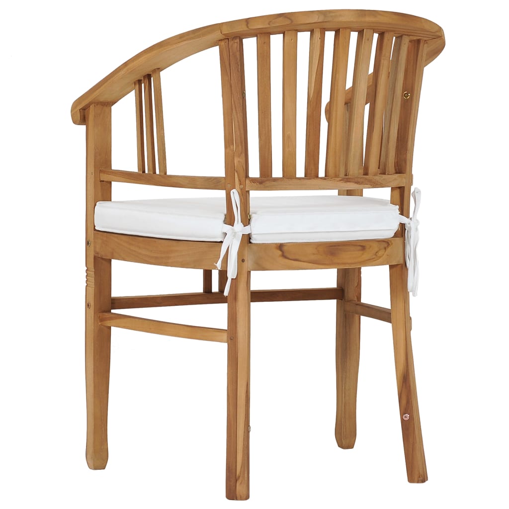 vidaXL Patio Chairs 2 Pcs Patio Dining Chair with Cushions Solid Wood Teak-13