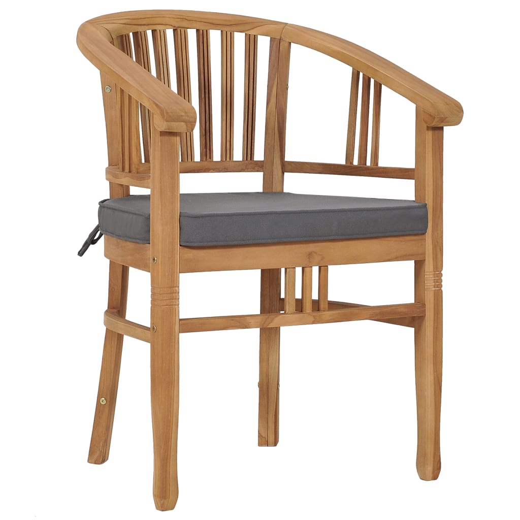vidaXL Patio Chairs 2 Pcs Patio Dining Chair with Cushions Solid Wood Teak-8