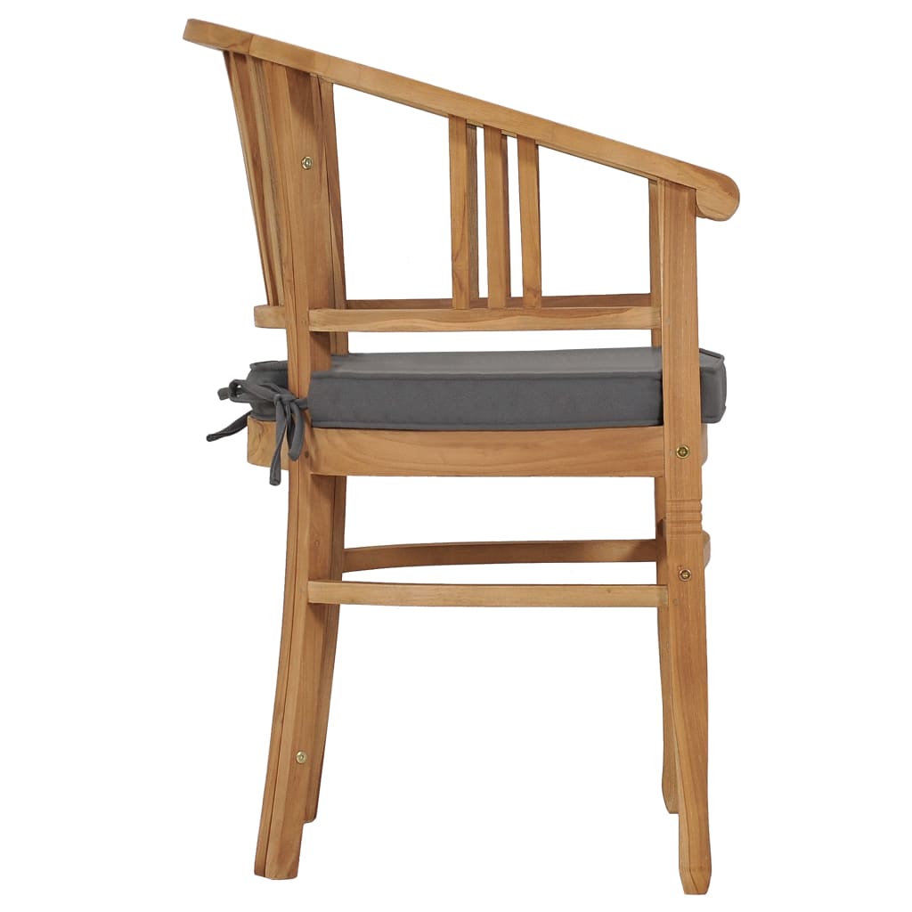 vidaXL Patio Chairs 2 Pcs Patio Dining Chair with Cushions Solid Wood Teak-7