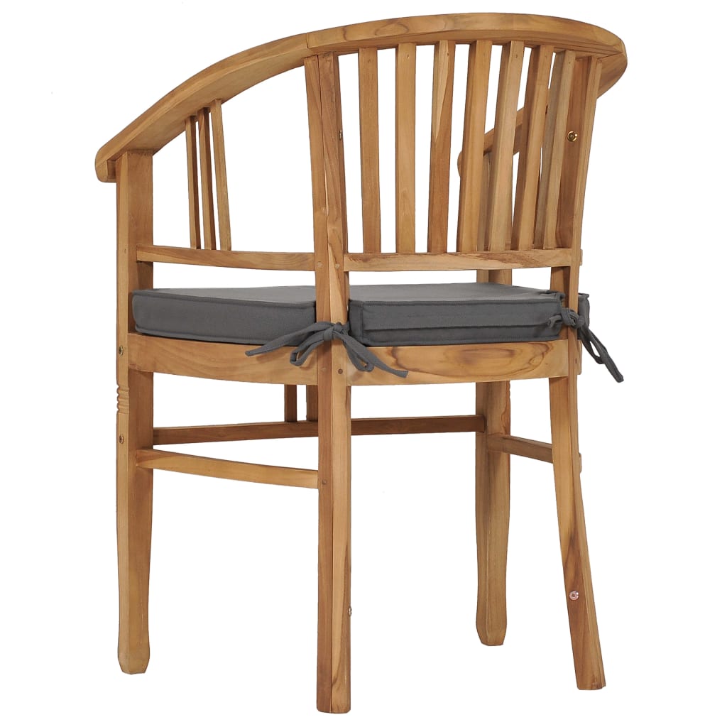 vidaXL Patio Chairs 2 Pcs Patio Dining Chair with Cushions Solid Wood Teak-9