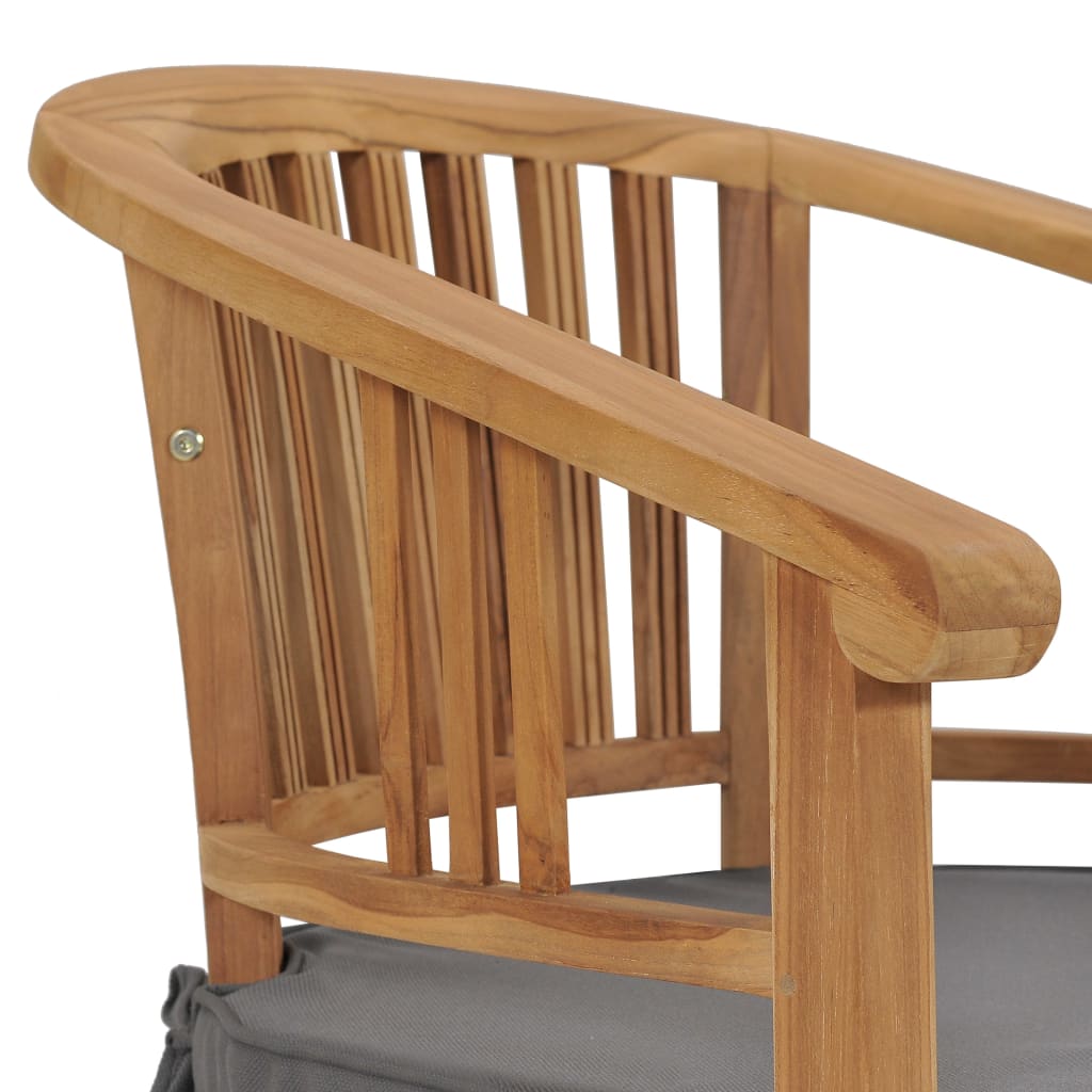 vidaXL Patio Chairs 2 Pcs Patio Dining Chair with Cushions Solid Wood Teak-11