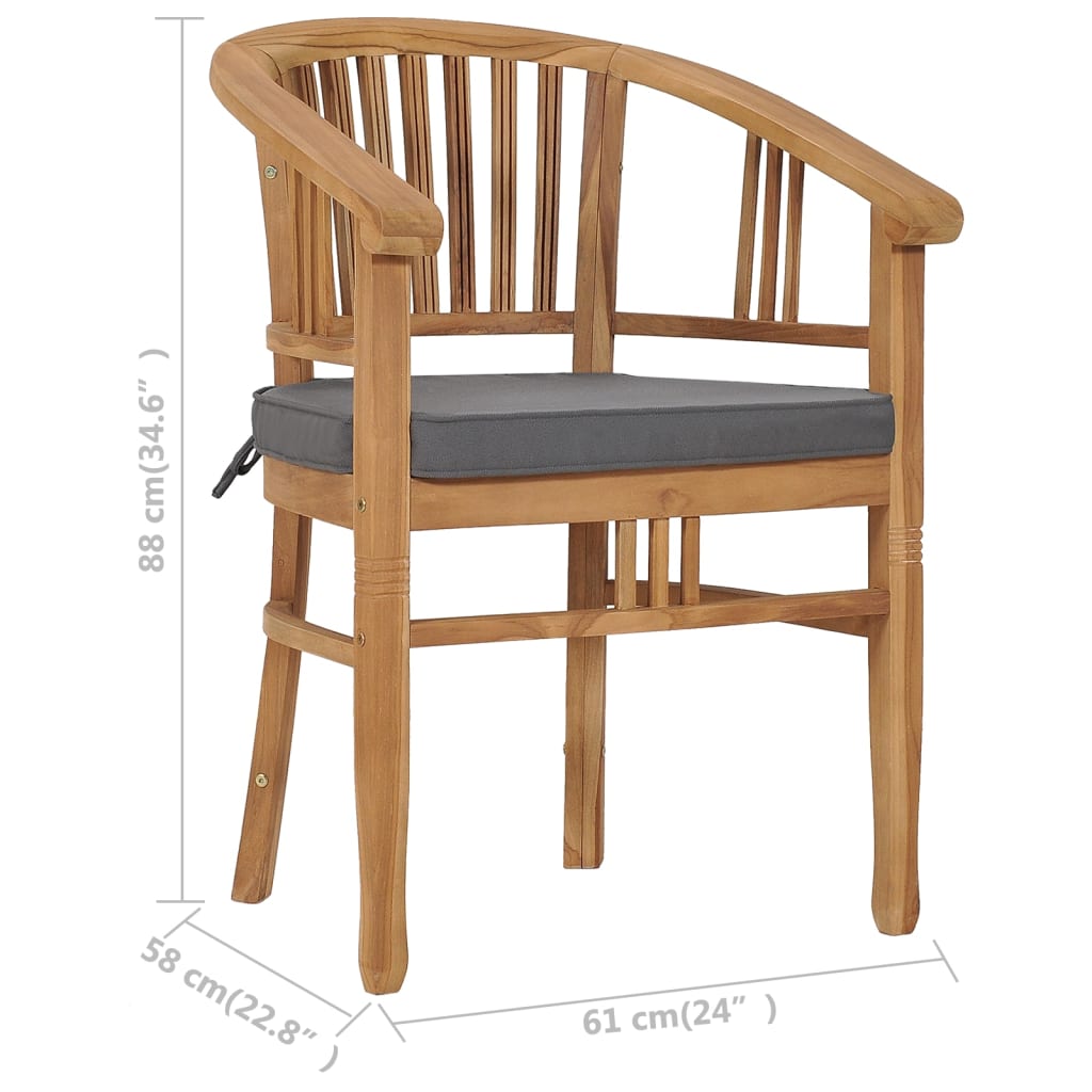 vidaXL Patio Chairs 2 Pcs Patio Dining Chair with Cushions Solid Wood Teak-5