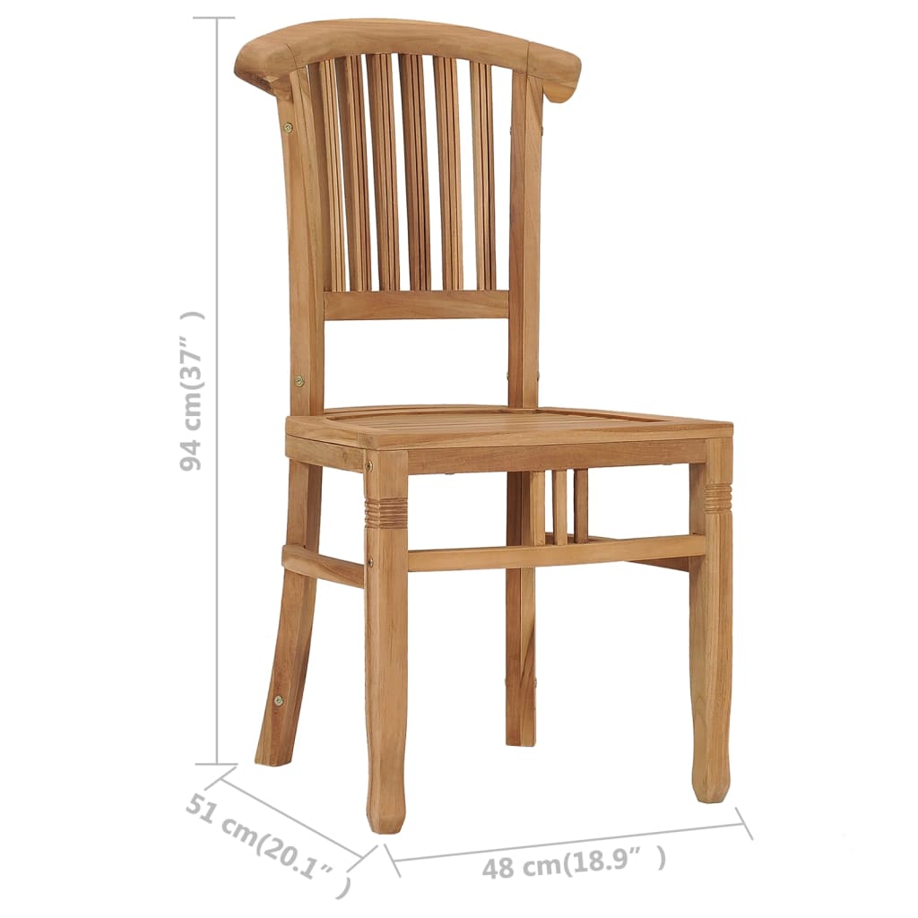 vidaXL Patio Chairs 2 pcs Solid Teak Wood-7