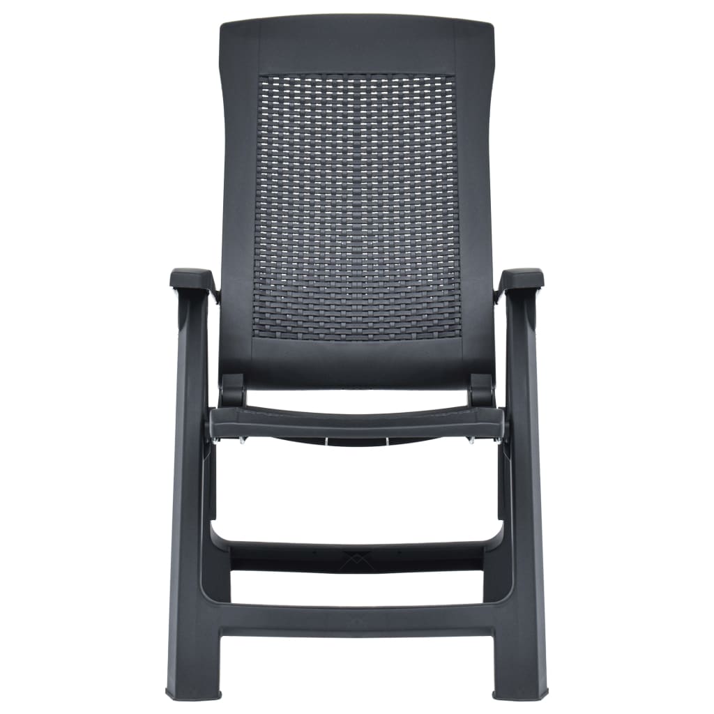 vidaXL Patio Reclining Chairs 2 pcs Plastic Mocca-10