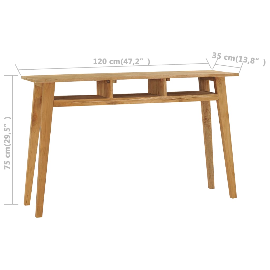 vidaXL Console Table 47.2"x13.8"x29.5" Solid Teak Wood-5