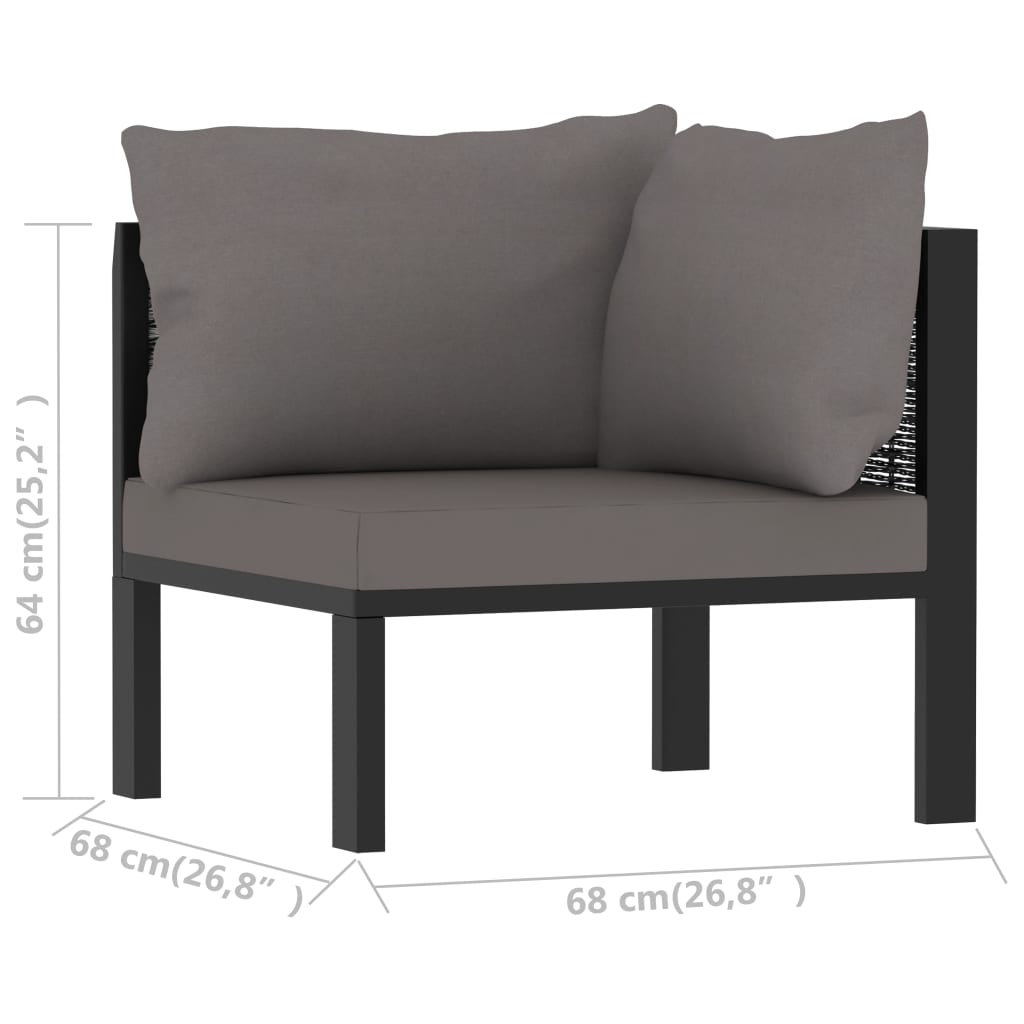 vidaXL Sectional Corner Sofa with Left Armrest Poly Rattan Anthracite-0