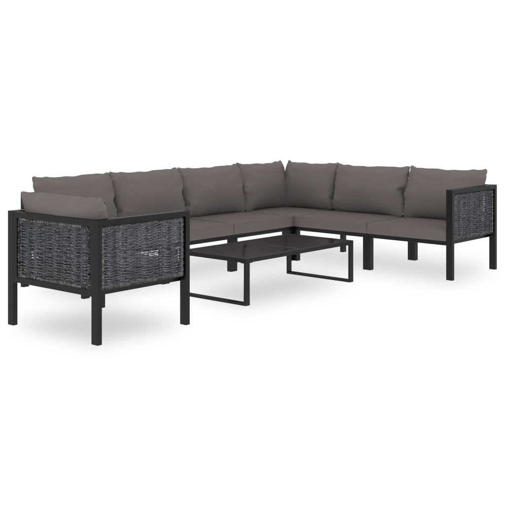 vidaXL Sectional Corner Sofa with Left Armrest Poly Rattan Anthracite-6