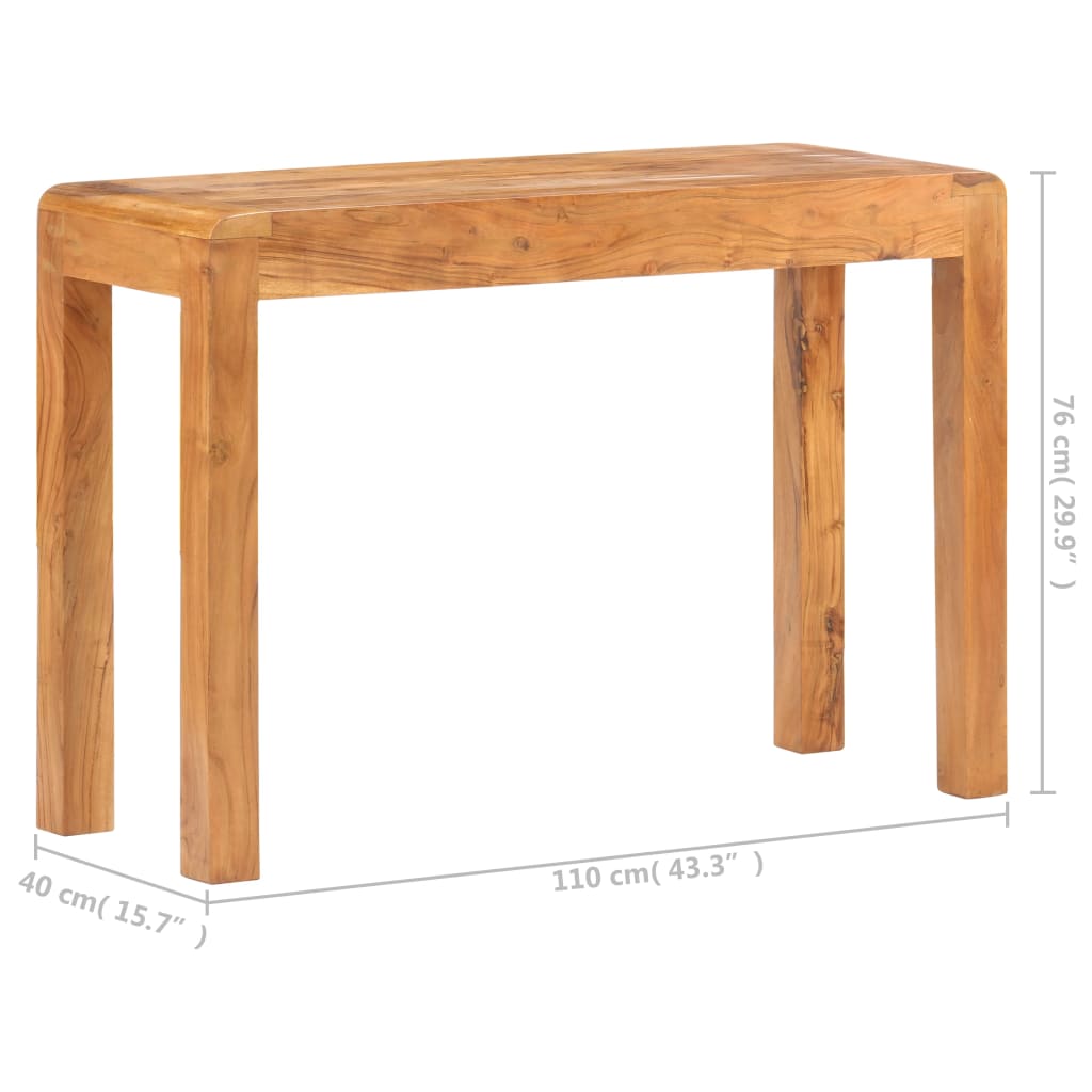 vidaXL Console Table 43.3"x15.7"x29.9" Solid Acacia Wood in Honey Finish-7