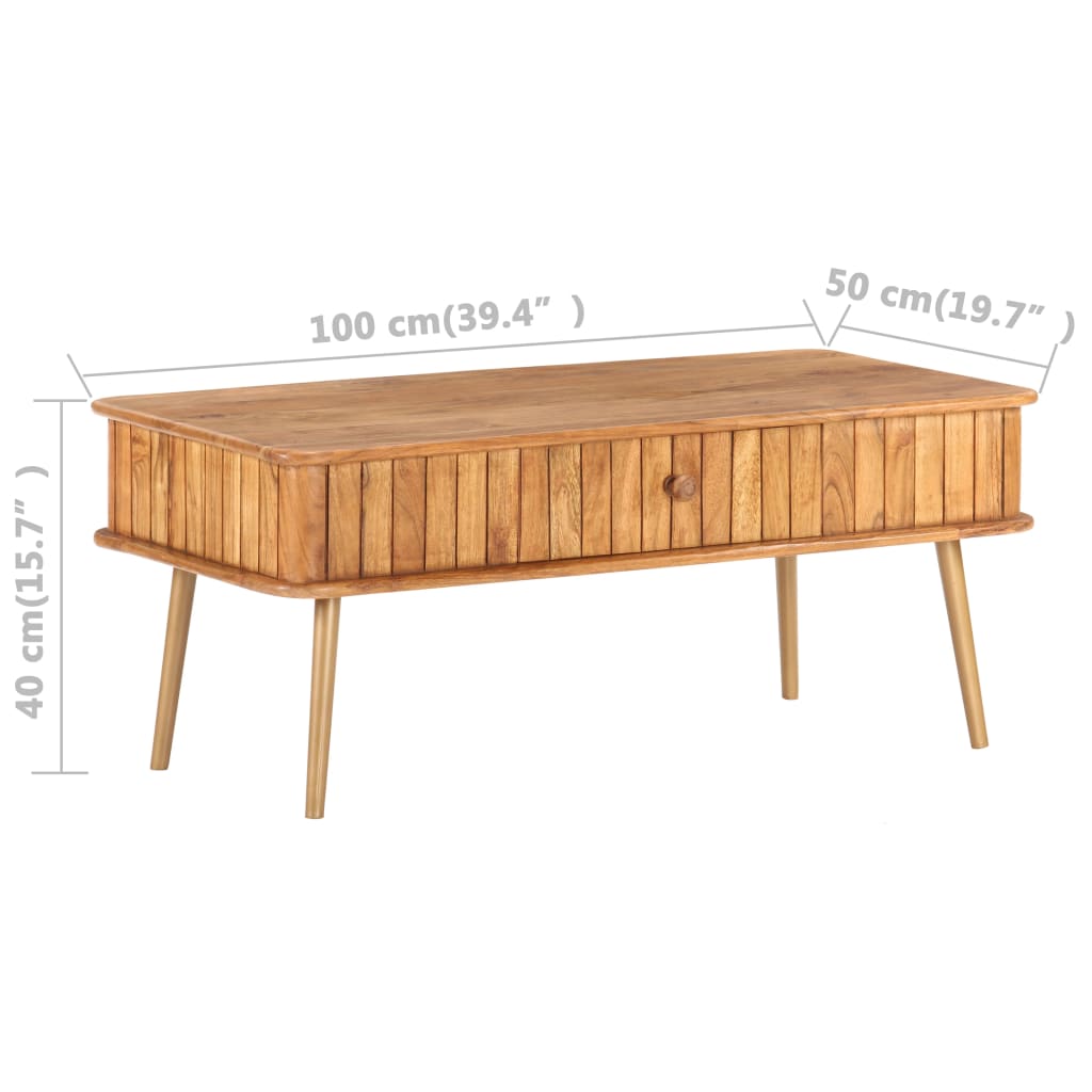 vidaXL Coffee Table 39.4"x19.7"x15.7" Solid Acacia Wood-10