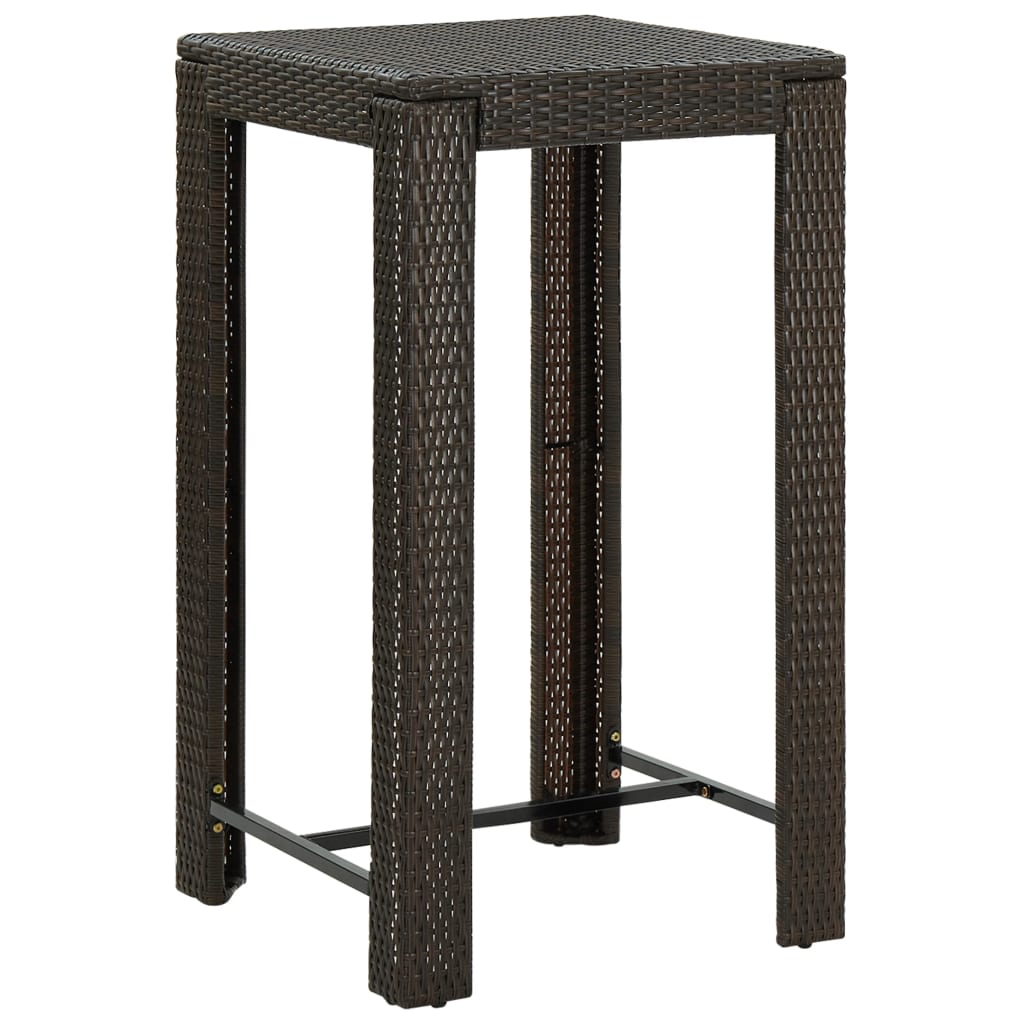 vidaXL Bar Table Outdoor Pub Table for Balcony Porch Garden Deck PE Rattan-4