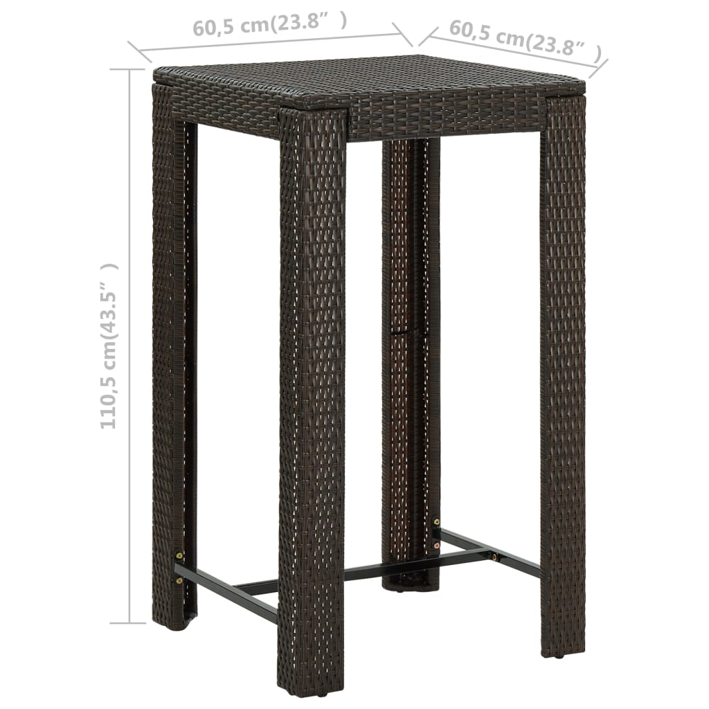 vidaXL Bar Table Outdoor Pub Table for Balcony Porch Garden Deck PE Rattan-38