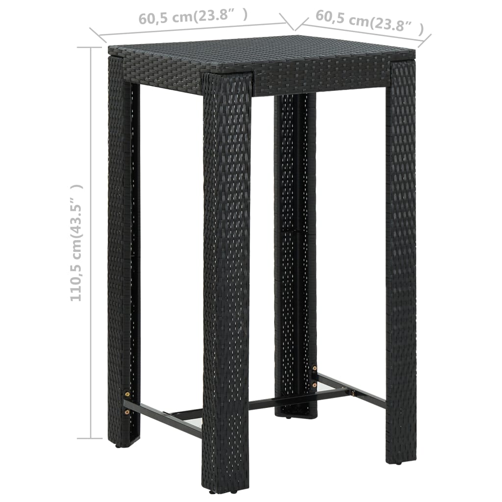 vidaXL Bar Table Outdoor Pub Table for Balcony Porch Garden Deck PE Rattan-3
