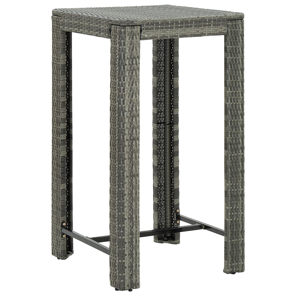 vidaXL Bar Table Outdoor Pub Table for Balcony Porch Garden Deck PE Rattan-33