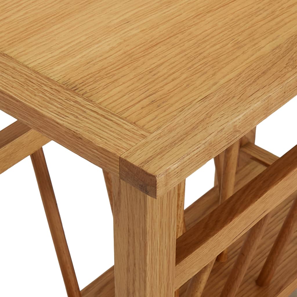 vidaXL Magazine Table 17.7"x10.6"x16.5" Solid Oak Wood-3