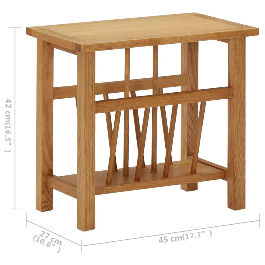 vidaXL Magazine Table 17.7"x10.6"x16.5" Solid Oak Wood-4