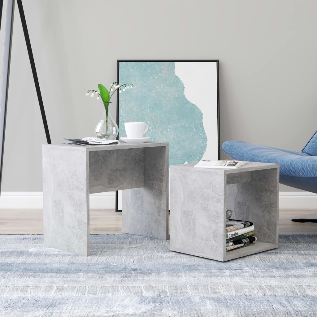 vidaXL Coffee Table Set 2 Piece Nesting End Table Sofa Table Engineered Wood-11