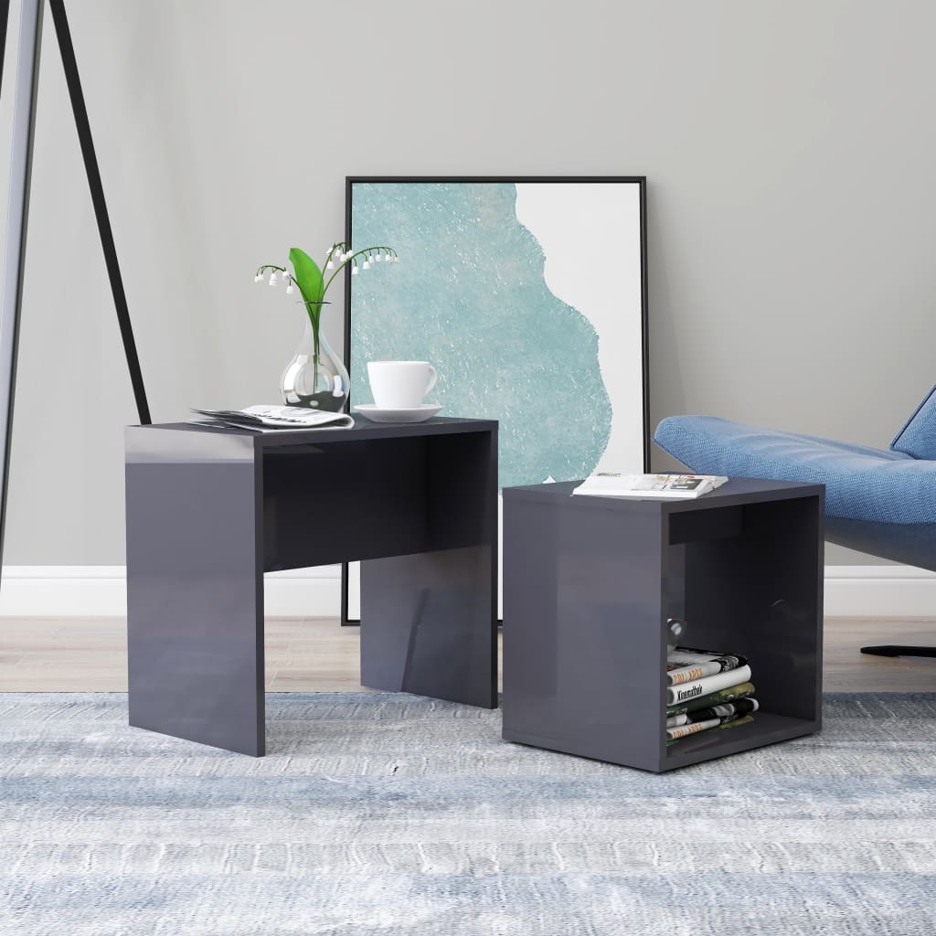 vidaXL Coffee Table Set 2 Piece Nesting End Table Sofa Table Engineered Wood-22