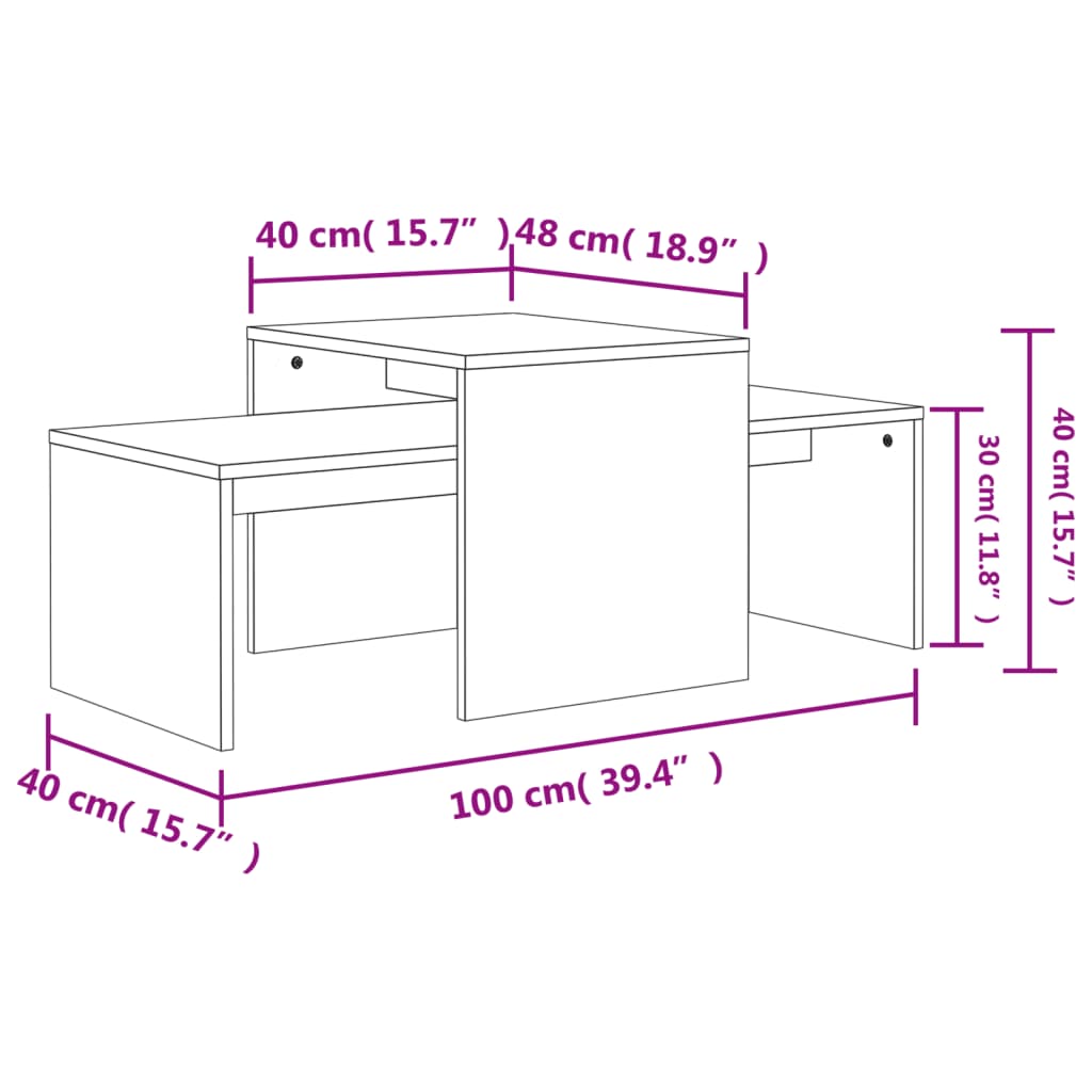 vidaXL Coffee Table Set Nesting Sofa End Table for Living Room Engineered Wood-47